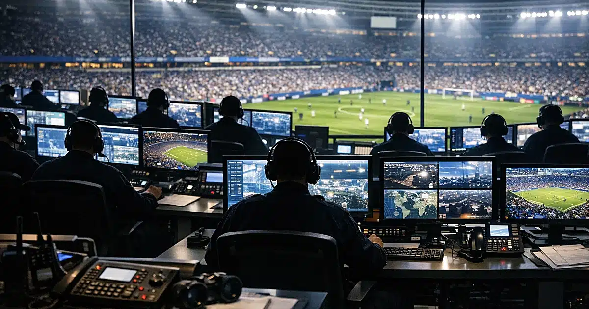 FBI command center with agents at surveillance workstations during World Cup security operations