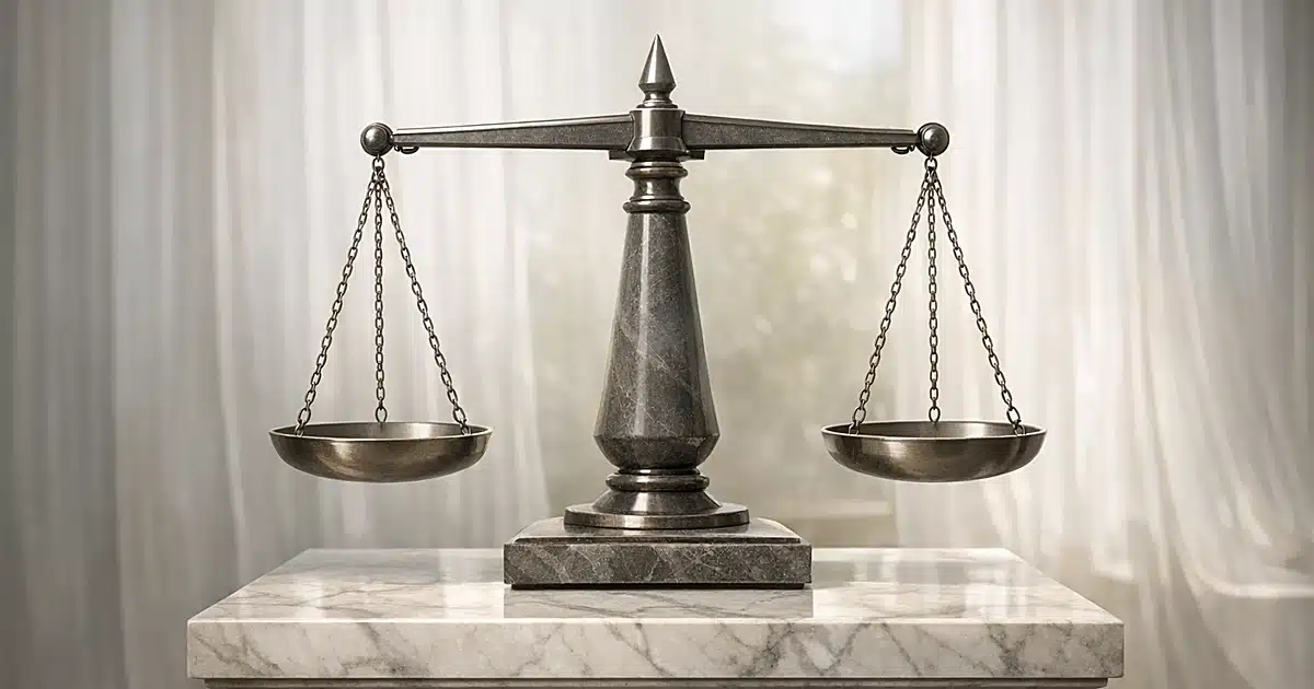 Abstract stone scales on marble pedestal in soft natural light